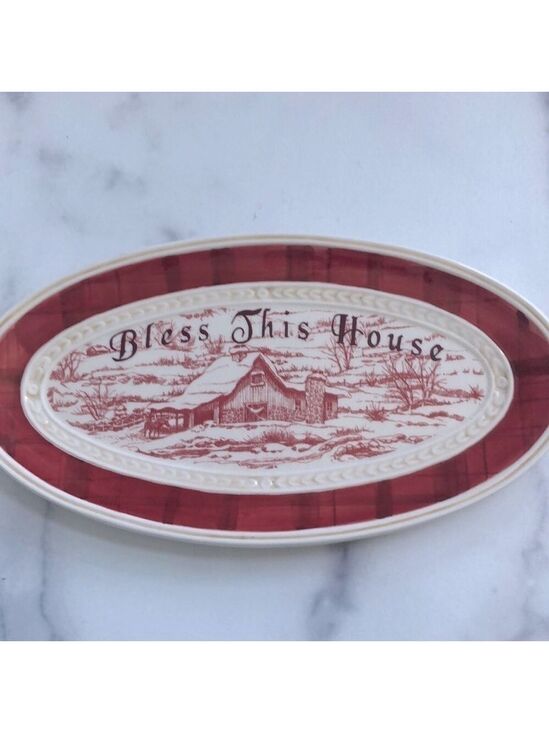 Fitz and Floyd Other - Fitz and Floyd Town Country Bless This House Ceramic Oval Plate